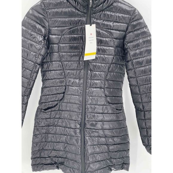 Lululemon Pack It Down Shine Jacket Long Women’s Size 2 Black Hooded New Winter - Picture 3 of 12